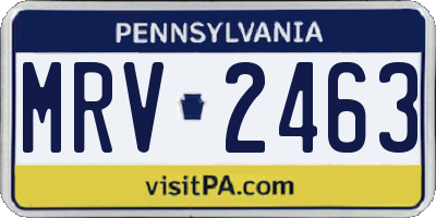 PA license plate MRV2463