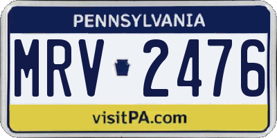 PA license plate MRV2476