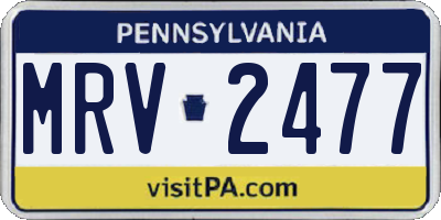 PA license plate MRV2477