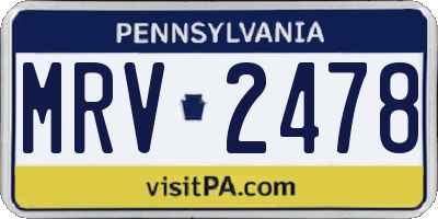 PA license plate MRV2478