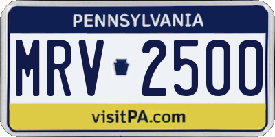 PA license plate MRV2500