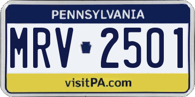 PA license plate MRV2501