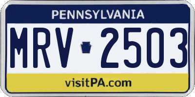 PA license plate MRV2503