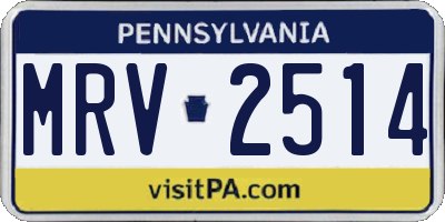 PA license plate MRV2514