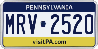 PA license plate MRV2520