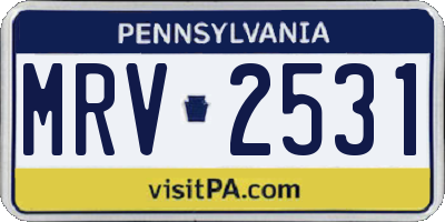 PA license plate MRV2531