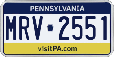 PA license plate MRV2551