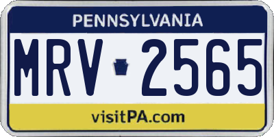 PA license plate MRV2565