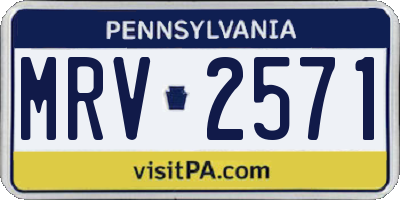 PA license plate MRV2571
