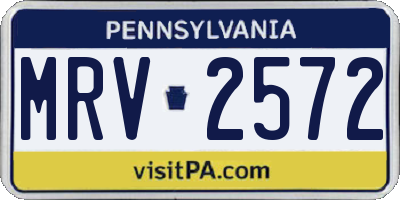 PA license plate MRV2572