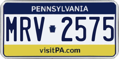 PA license plate MRV2575