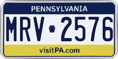 PA license plate MRV2576