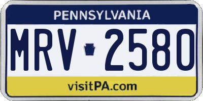 PA license plate MRV2580
