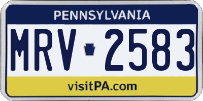 PA license plate MRV2583