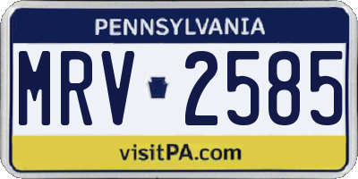 PA license plate MRV2585