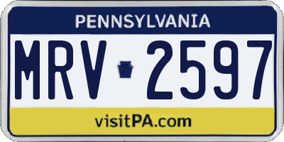 PA license plate MRV2597