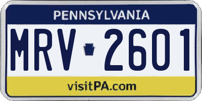 PA license plate MRV2601