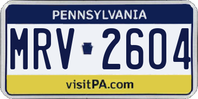 PA license plate MRV2604