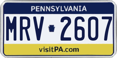 PA license plate MRV2607