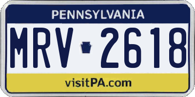 PA license plate MRV2618