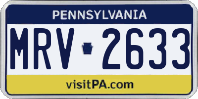 PA license plate MRV2633