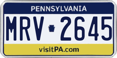 PA license plate MRV2645