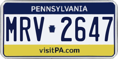 PA license plate MRV2647