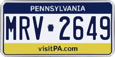 PA license plate MRV2649
