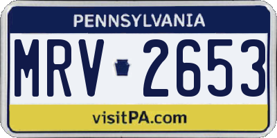 PA license plate MRV2653
