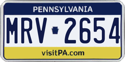 PA license plate MRV2654