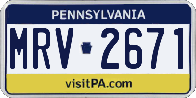 PA license plate MRV2671