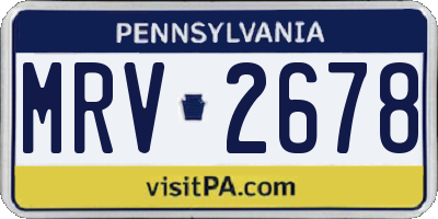 PA license plate MRV2678