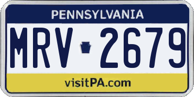 PA license plate MRV2679
