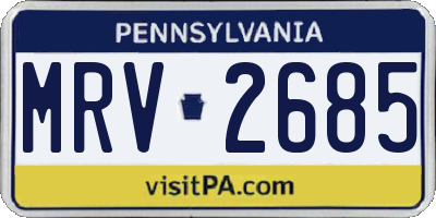 PA license plate MRV2685
