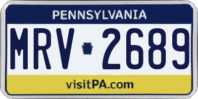 PA license plate MRV2689
