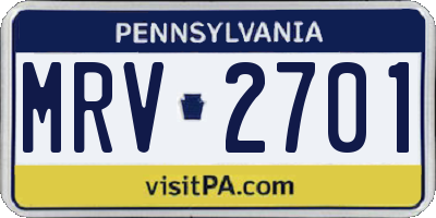 PA license plate MRV2701