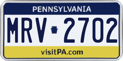 PA license plate MRV2702