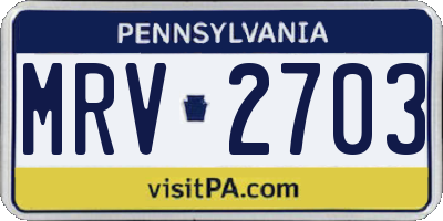 PA license plate MRV2703