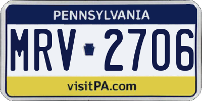 PA license plate MRV2706