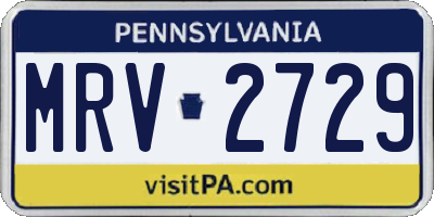 PA license plate MRV2729
