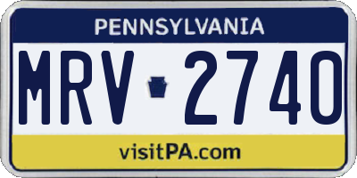 PA license plate MRV2740