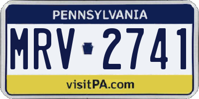 PA license plate MRV2741