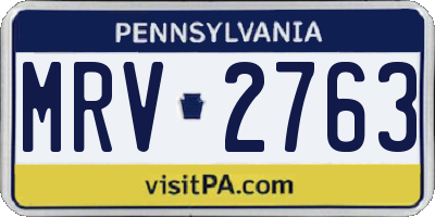 PA license plate MRV2763