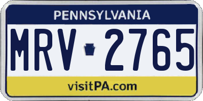 PA license plate MRV2765