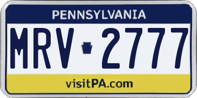 PA license plate MRV2777