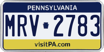 PA license plate MRV2783