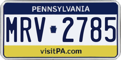 PA license plate MRV2785