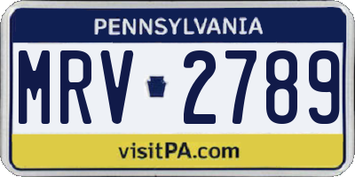 PA license plate MRV2789