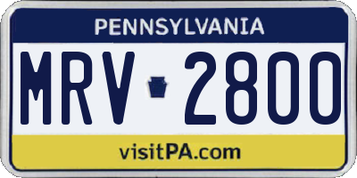 PA license plate MRV2800