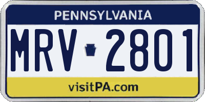 PA license plate MRV2801